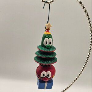 VeggieTales Bob & Larry Christmas Ornament 2003 Glittered Tree & Gift Hallmark